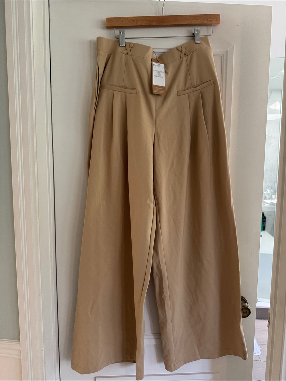OGL Beige A-Line Wide Leg Skirt-Pants